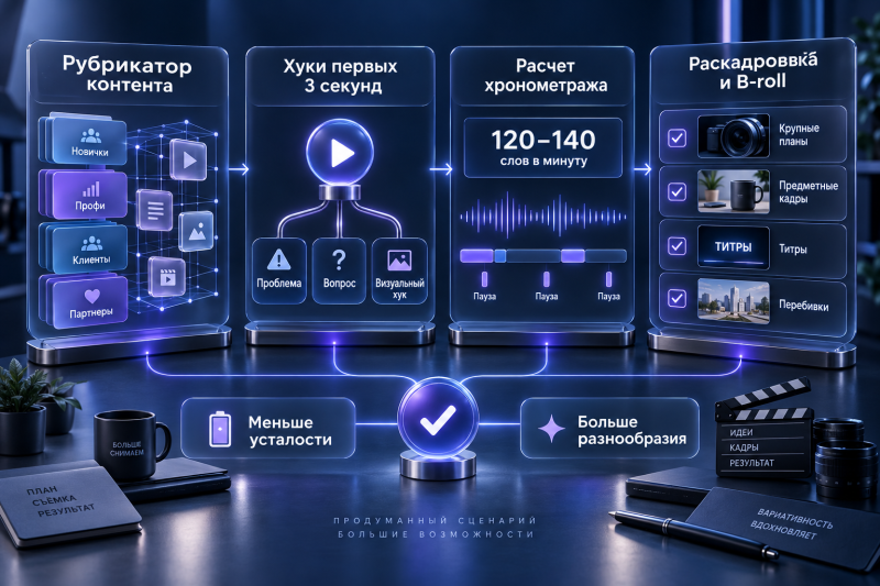 Подготовка контент-плана и сценарной базы на месяц