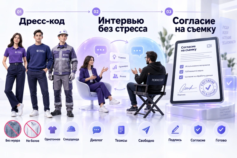 Работа со спикерами и сотрудниками в кадре