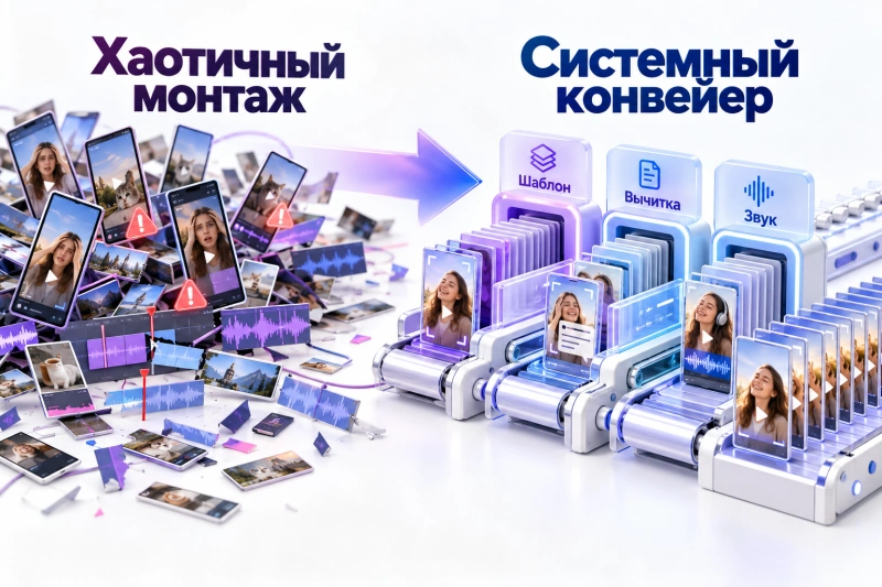 Пакетный монтаж Shorts: как выстроить конвейер роликов без потери качества